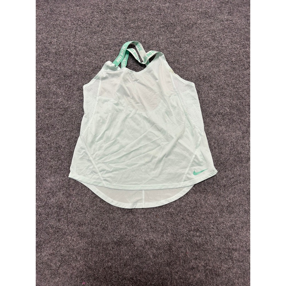 Nike Tank Top Womens Size M Mint Green Dri-Fit Mesh Back Just Do It Straps Good